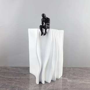 现代简约抽象沉思者坐书树脂艺术摆件玄关书房电视柜软装家居饰品