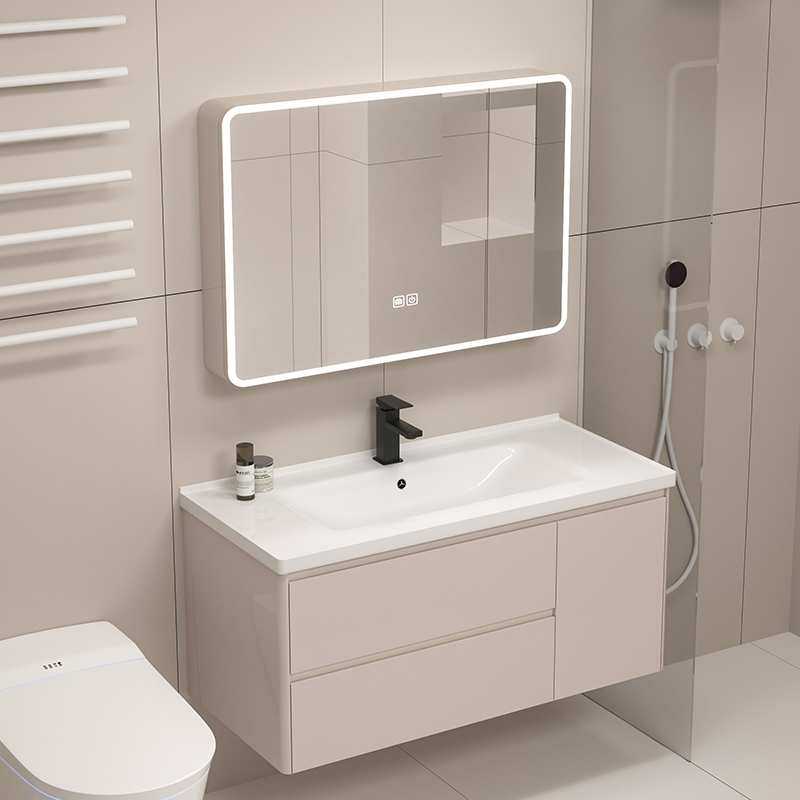 浴室柜蜂窝铝洗脸盆柜组合一体盆陶瓷卫生间洗手池柜奶油风洗漱台