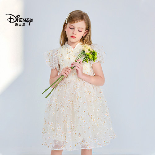 迪士尼女童泡泡袖连衣裙夏季新款
