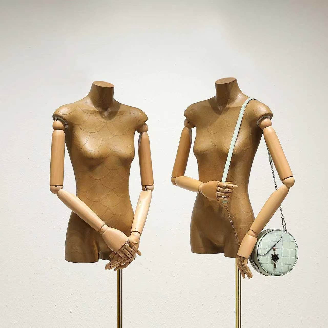 复古扁身平胸模特道具高档韩版半身牛皮纸假人台服装店橱窗展示架