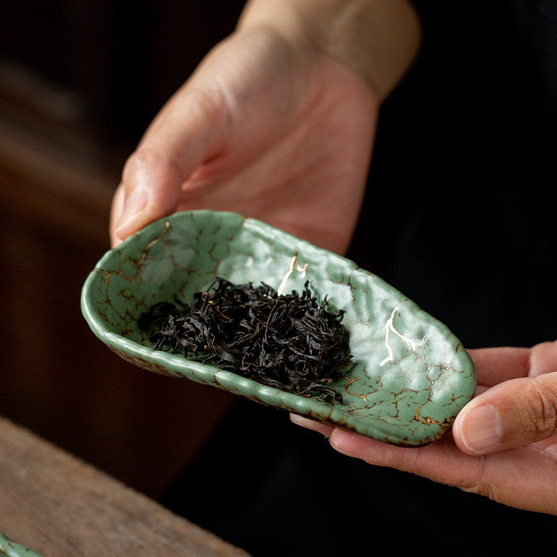 手工陶瓷茶荷复古茶则窑变赏茶勺特色茶铲六子君茶道配件