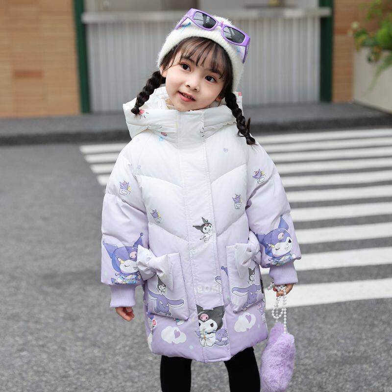 正品亲子女童公主风库洛米羽绒服2025冬季新款小女孩爱心加厚外套