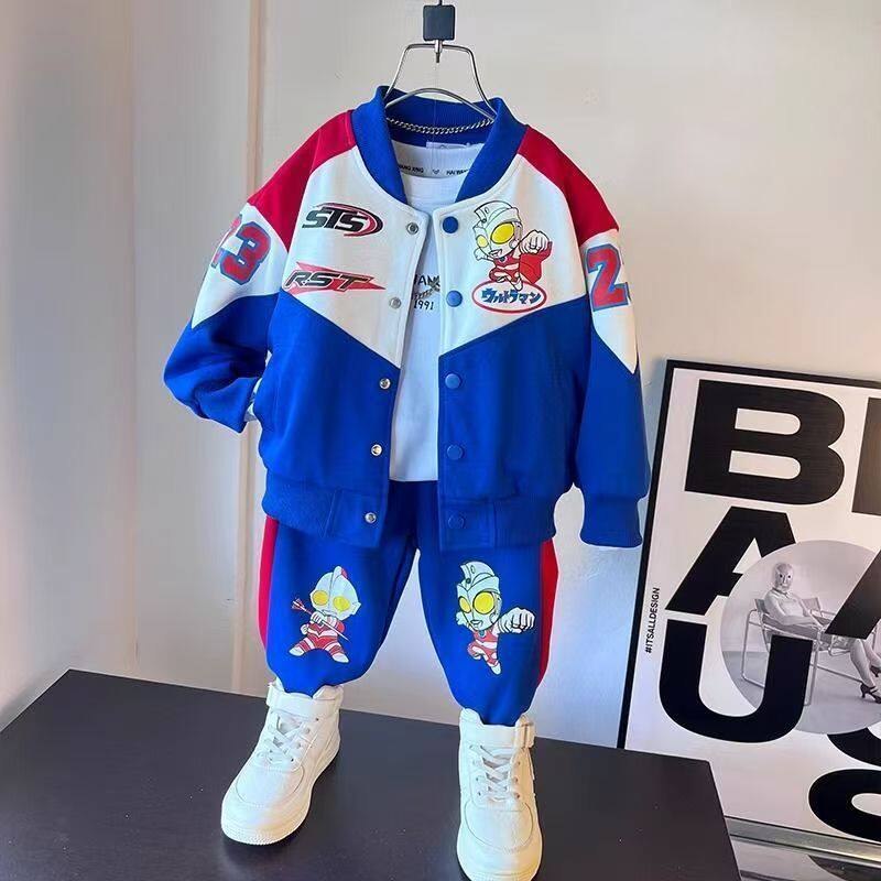 正品亲子奥特曼衣服男童套装春秋2025新款奥特曼棒球服时尚两件套