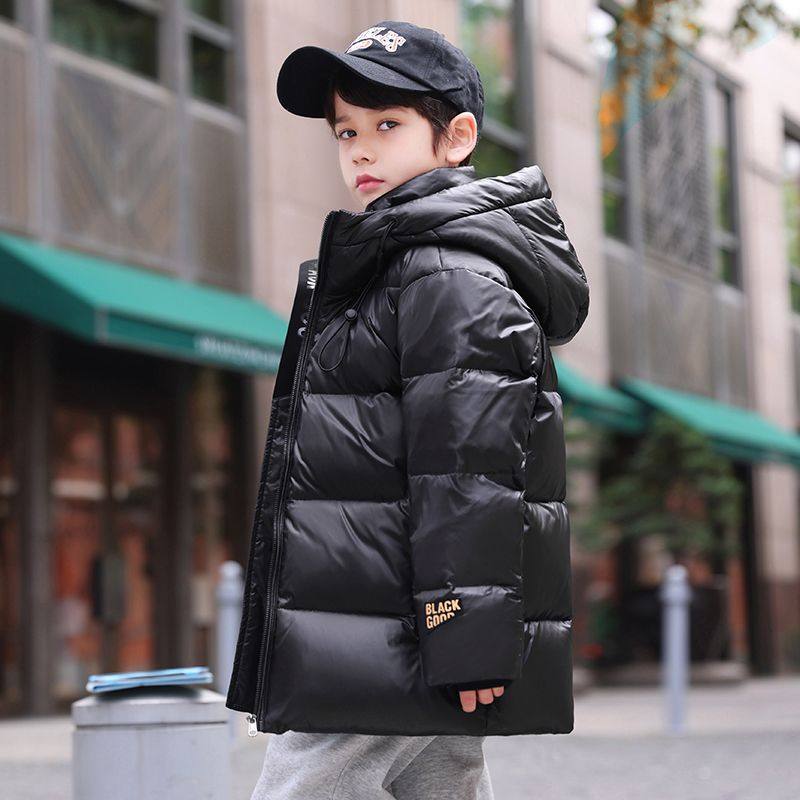 正品亲子男童免洗三防羽绒服2025新款冬装女孩90白鸭绒中大童外套