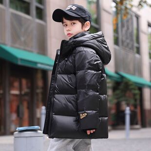 正品亲子男童免洗三防羽绒服2025新款冬装女孩90白鸭绒中大童外套