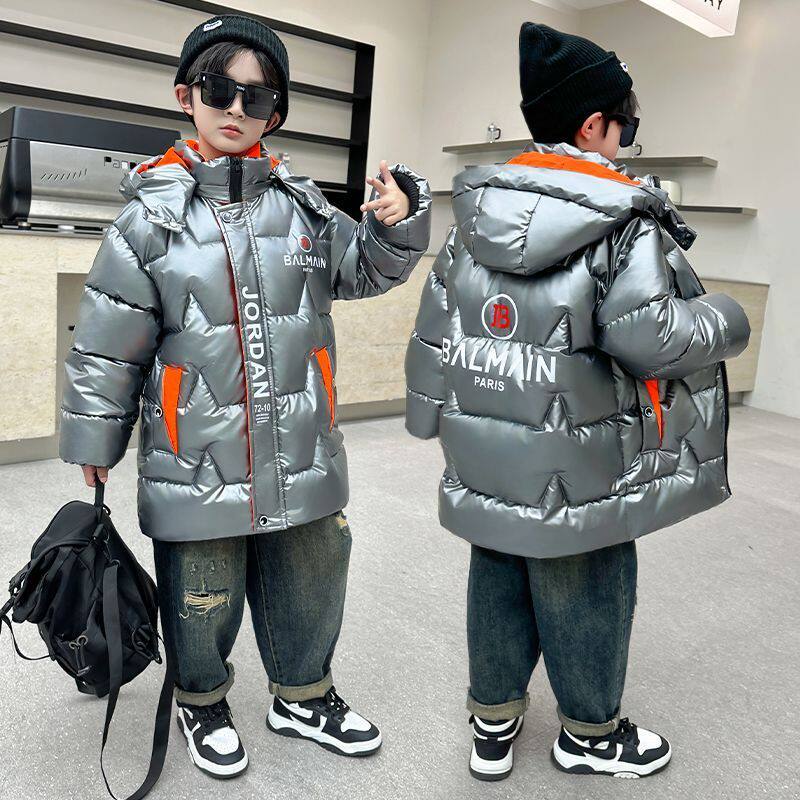 正品亲子男童冬装羽绒棉服中大童棉袄儿童免洗加绒中长款羽绒棉衣