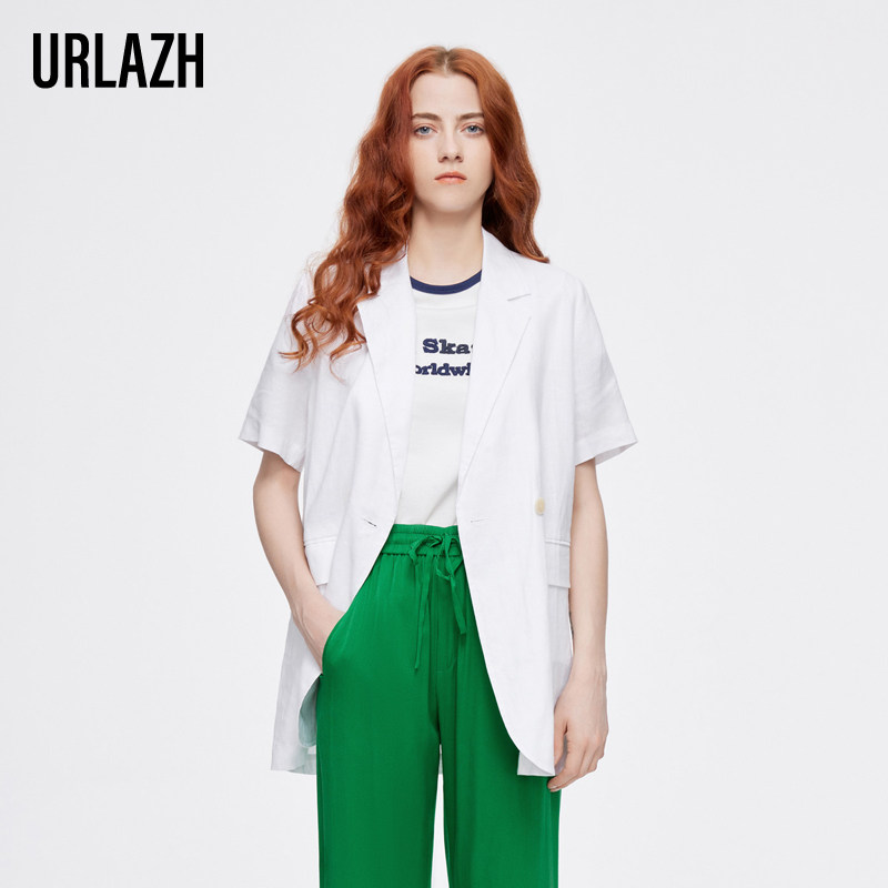 URLAZH有兰夏季新款简约时尚白色亚麻休闲宽松西装短袖外套女,女装/女士精品,西装,淘宝优惠券,粉丝福利购,淘宝优惠卷