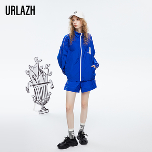宽松直筒休闲裤 复古宝蓝色显白运动短裤 女 新款 URLAZH有兰春季