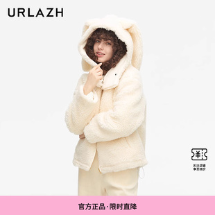 毛呢外套大衣女 减龄连帽宽松短款 URLAZH有兰新款 洋气时尚
