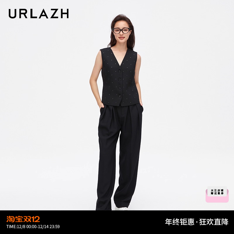 urlazh/有兰黑色质感萝卜裤