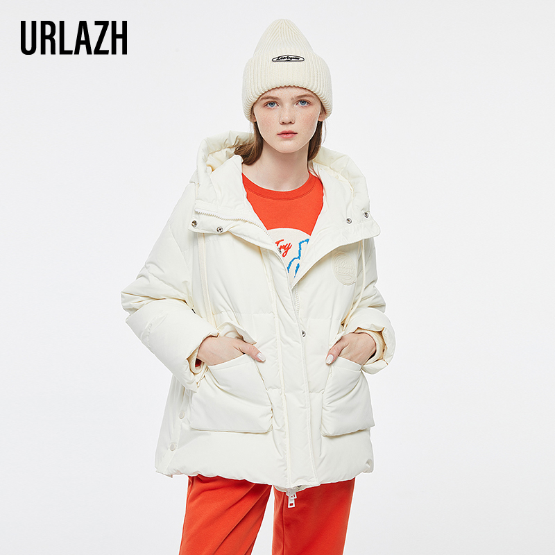 urlazh/有兰白色休闲羽绒服