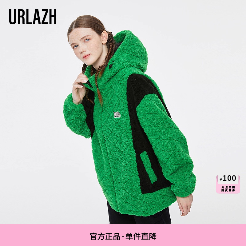 URLAZH有兰新款复古洋气短款时尚气质休闲宽松长袖连帽外套女
