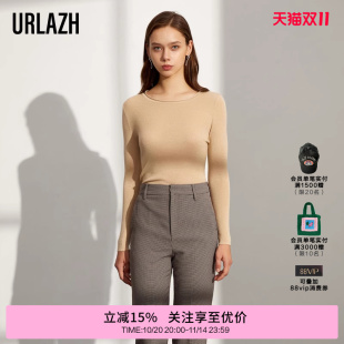 URLAZH有兰新款 女 鎏金色针织毛衣低领优雅舒适百搭打底衫
