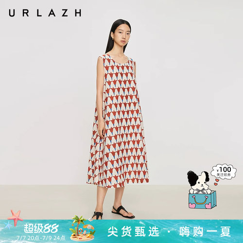 郁金香A字薄款无袖连衣裙