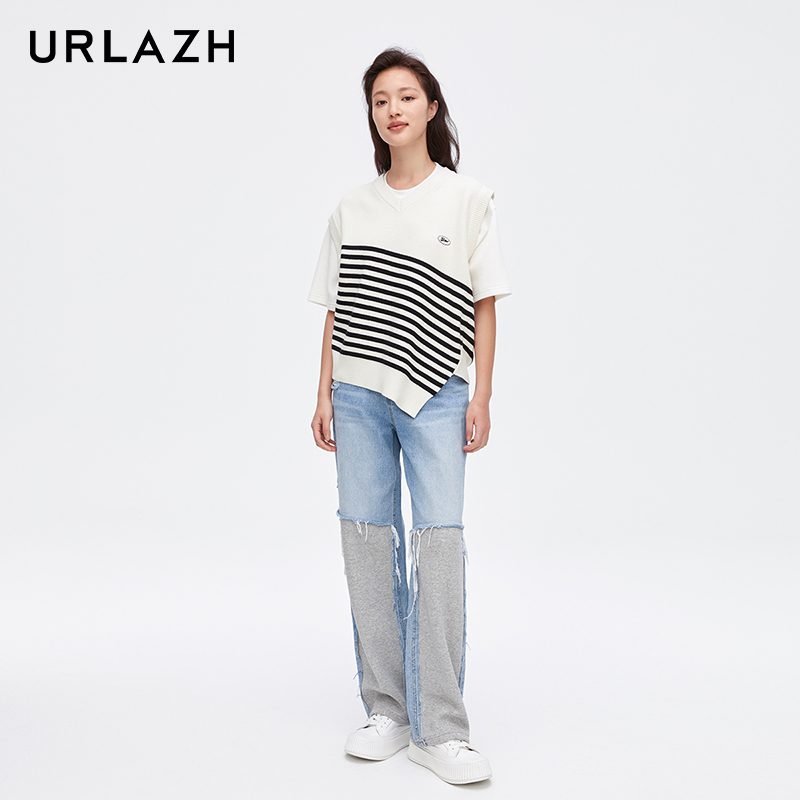 urlazh/有兰拼接牛仔裤