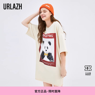 宽松五分袖 URLAZH有兰新款 直筒落肩休闲卫衣裙