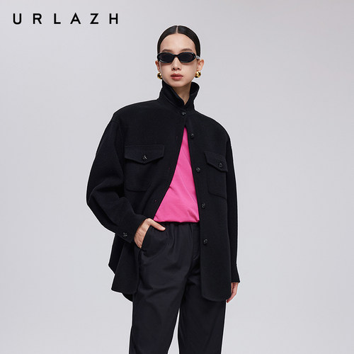 有兰衬衫式羊毛围巾大衣