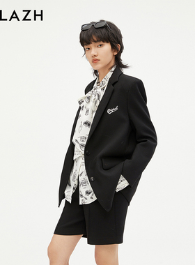URLAZH有兰新款黑色气质休闲西装外套女IM3SU03