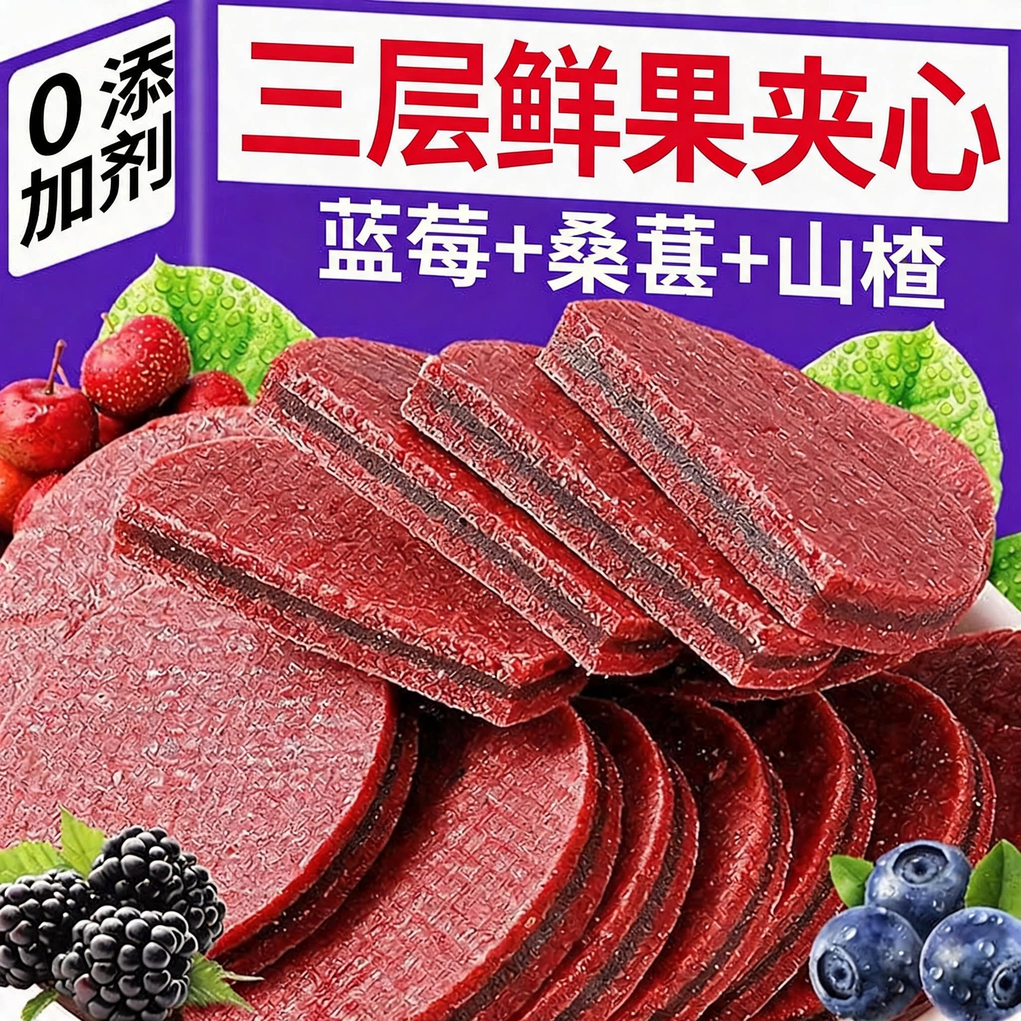 正宗蓝莓桑葚夹心山楂片官方旗舰店无添加糖精儿童健康营养零食