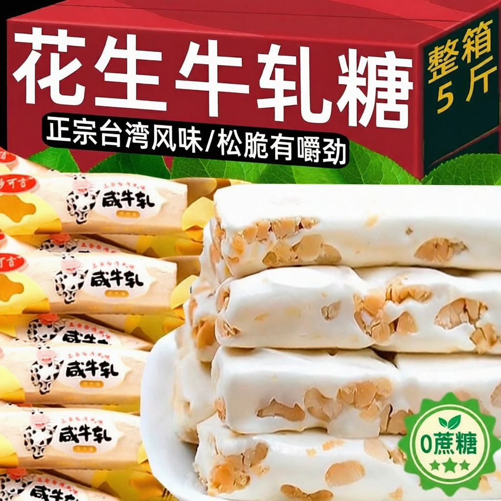 手工花生牛奶牛轧糖旗舰店500g袋装咸牛扎结婚喜糖婚庆糖果小零食