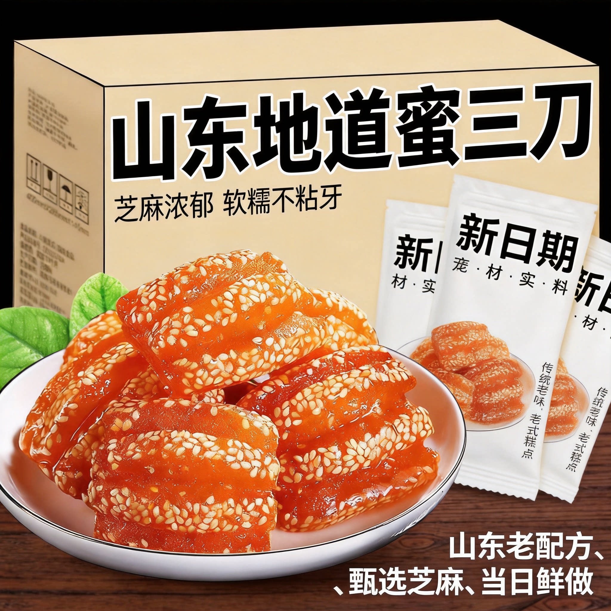 传统蜜三刀古法糖熬软糯不腻老式糕点芝麻蜜汁流心下午茶甜食小吃