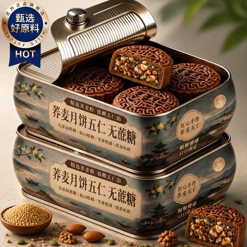 荞麦粗粮月饼，轻甜少油，告别甜腻负担