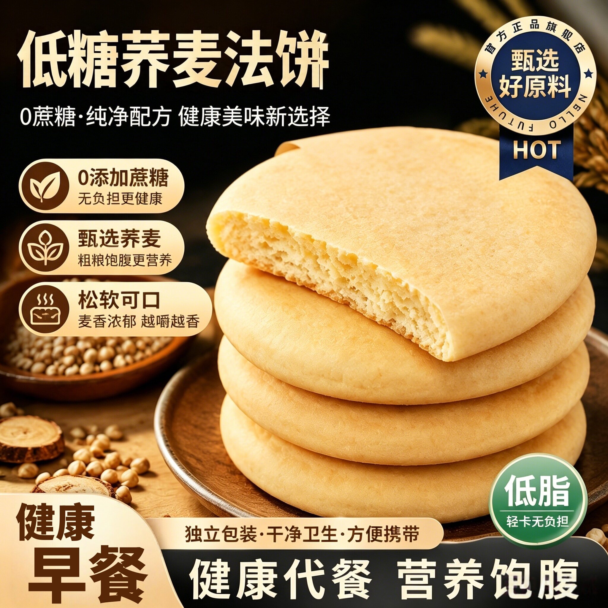荞麦法饼老式湖南法饼特产奶香法饼无糖怀旧零食传统糕点早餐零食