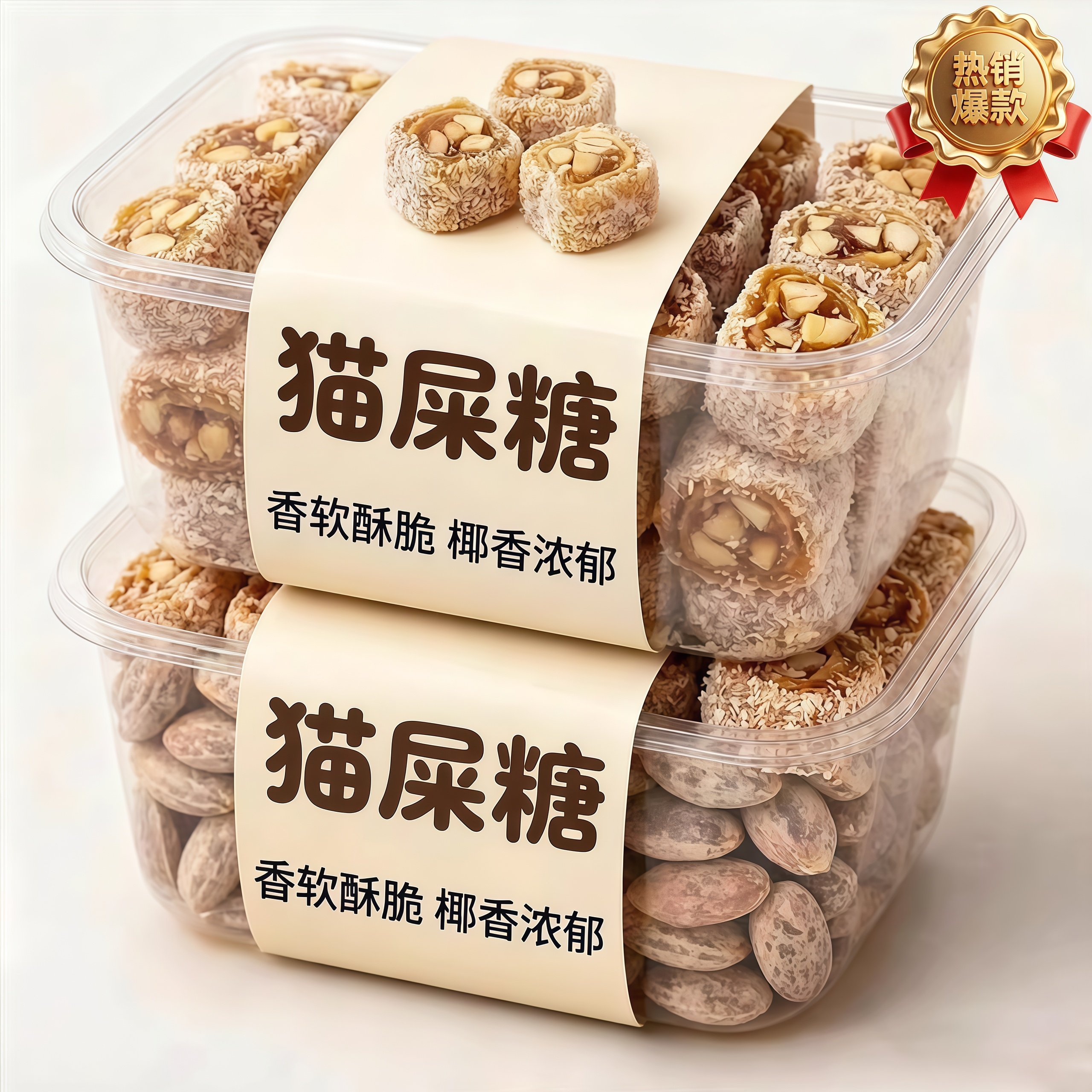 茂名特产椰蓉芝麻花生猫屎糖官方旗舰店手工制作麦芽软糖零食年货