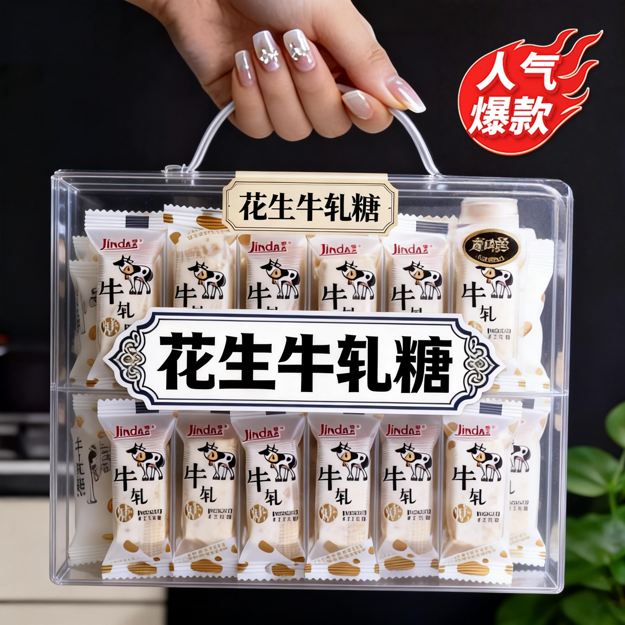 手工花生牛奶牛轧糖旗舰店500g袋装咸牛扎结婚喜糖婚庆糖果小零食