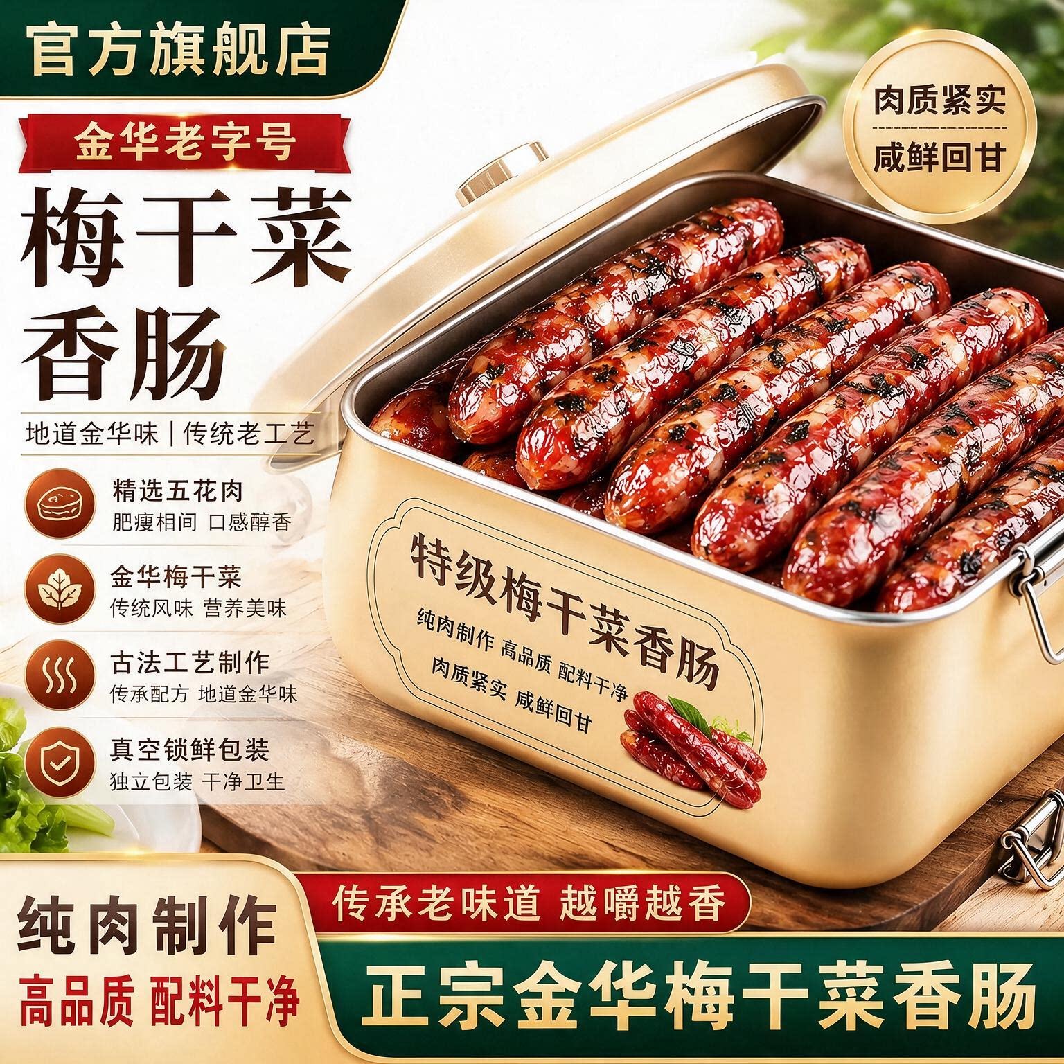 正宗梅干菜香肠官方旗舰店浙江金华老字号农家新鲜腊肠猪肉风干肠