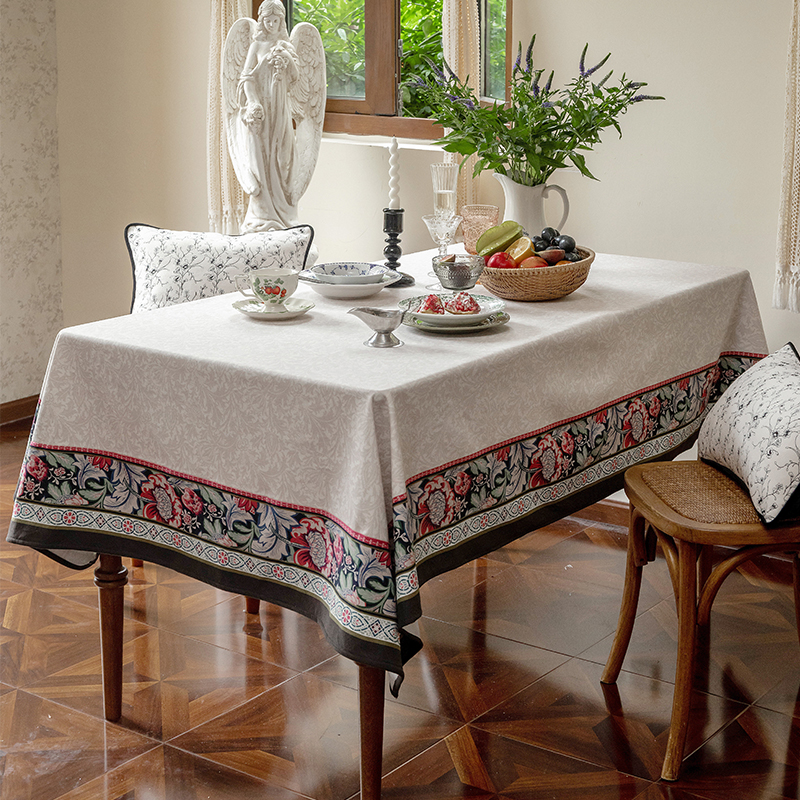 美式桌布a高档法式复古轻奢高级感防水盖布餐桌台布茶几桌布长方