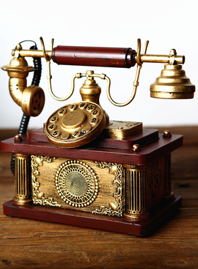 欧式复古怀旧电话l机模型摆件电视柜装饰品咖啡厅店铺橱窗摄影道