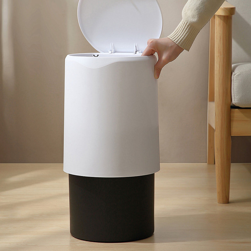 白色粉色圆垃圾桶设计感带盖按压C式卫生间厕所便纸筒大号家用客,家庭/个人清洁工具,感应垃圾桶,淘宝优惠券,粉丝福利购,淘宝优惠卷