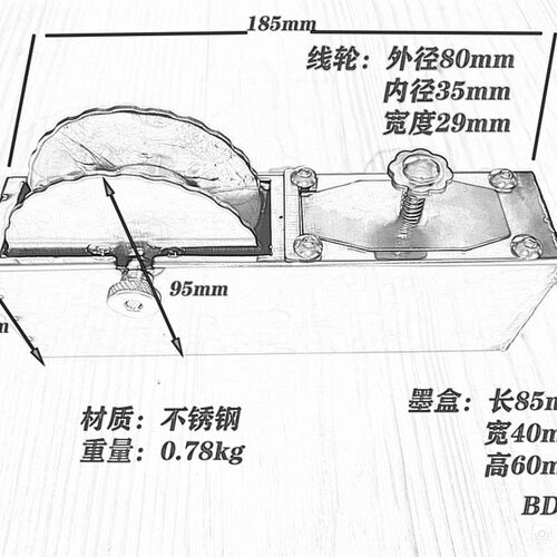 不锈钢工地放线墨斗 手拨款 BD-46款 工程划线T器 白钢放线墨斗