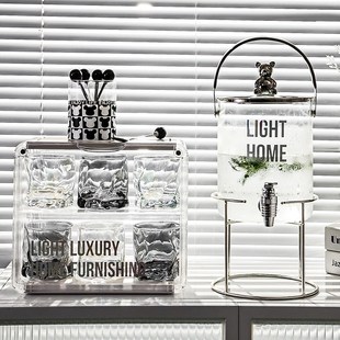 凉水冷水壶带龙头套装玻璃耐高温大容量水果茶壶家U用饮料冰桶商