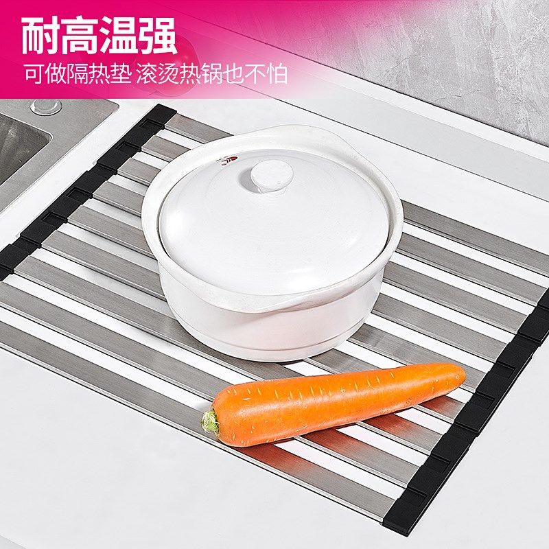 厨房304不锈钢水槽沥水架洗菜盆滤水G卷帘可折叠水池沥水篮置物架,厨房/烹饪用具,厨房置物架/置物柜/角架,淘宝优惠券,粉丝福利购,淘宝优惠卷