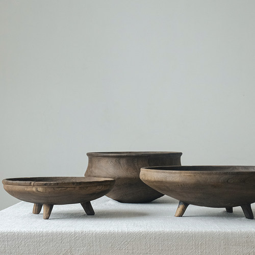 家居装饰b盆实木手工艺术品木制高级感果盘酒店民宿装饰摆件