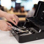 儿童储蓄便利店储存箱保险柜 钥匙款 手提c存钱罐 金属收银票夹钱