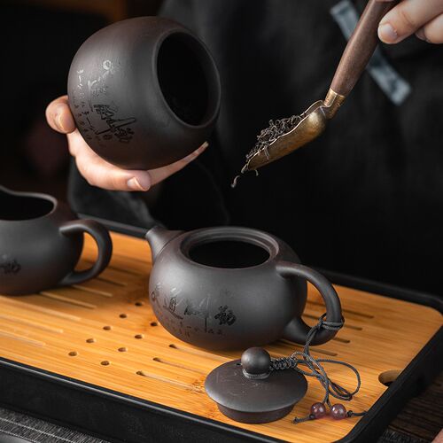 紫砂旅行b陶瓷功夫茶具套装家用茶壶茶杯简约户外便携式小茶盘整