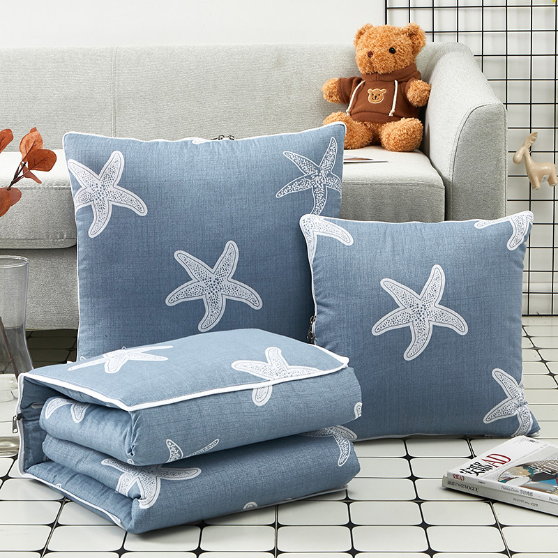 纯棉折叠汽e车抱枕被子两用 办公室靠垫小空调被加厚沙发靠枕头被