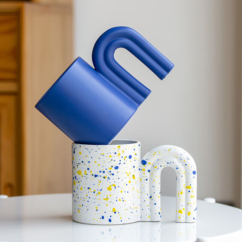 高颜值马克杯小众泼墨设计感男A女陶瓷杯子家用办公室高级感水杯