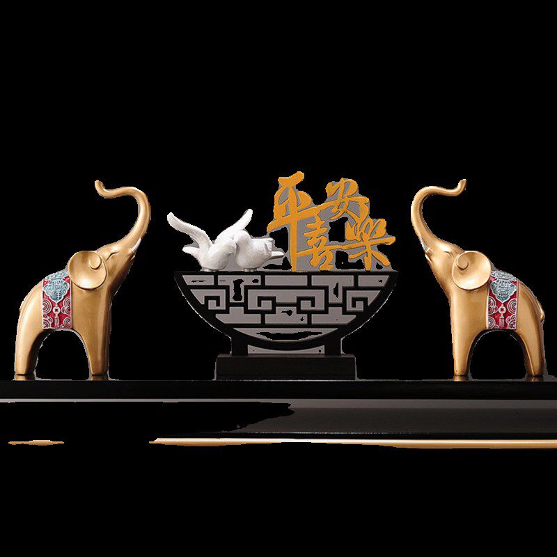 新年喜庆洋洋客厅摆件客人u入门玄关电视柜酒柜屏风隔断搭配装饰