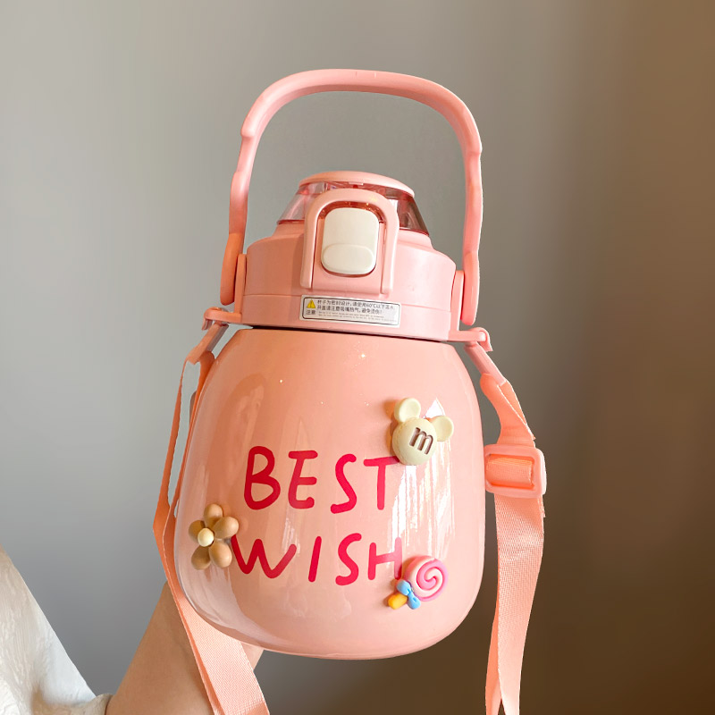 大容量保温杯可爱保冷杯带吸管大肚水杯女户外便携31W6不锈钢水壶