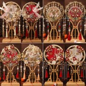 团扇结婚新娘diky材料包秀禾婚礼婚扇成品喜扇子出嫁重工双色双面