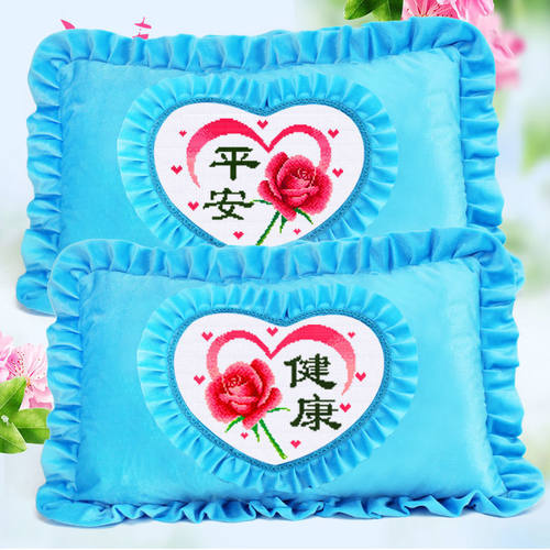 新款印花十字绣床上m创意情侣双人枕头套抱枕自己绣结婚礼物枕头