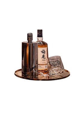 轻奢样板房d售楼部客厅茶几玻璃花瓶花艺托盘收纳装饰软装饰品套