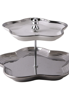 创意轻奢客厅茶几家用陶瓷三层水果盘点心盘N零食盘糖果托盘架摆