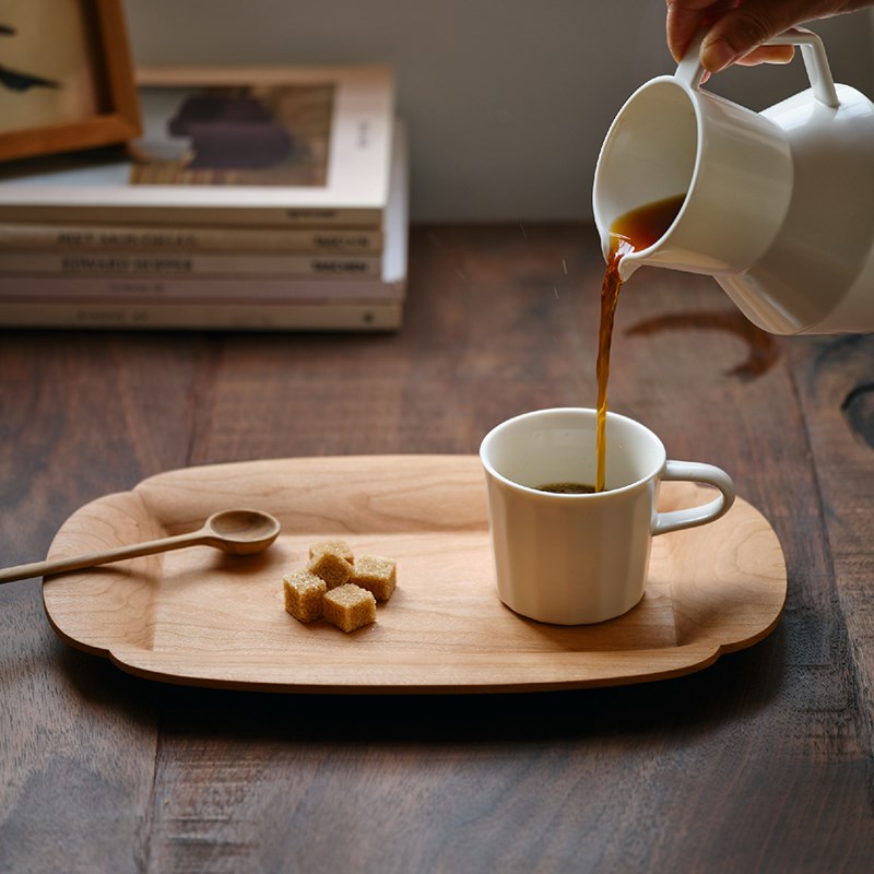 木墨生活 海棠托盘 茶盘托盘z木质家用放茶具水杯干泡台原木制盘