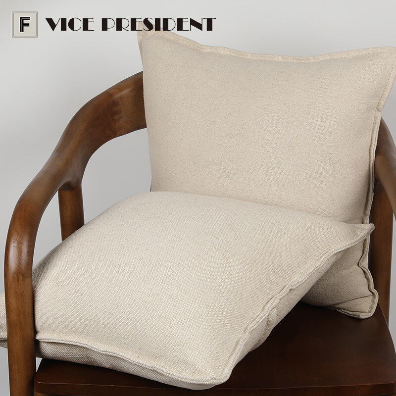 法式秋冬纯亚麻+棉凉爽透气抱枕棉麻方枕沙发O米靠垫客厅汽车靠枕