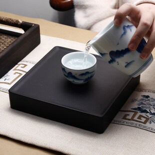 歙砚原石干泡茶台家用正方茶盘砚石茶托轻奢办公茶海Y石头壶承砚